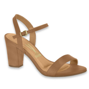Sandalia de tacón camel